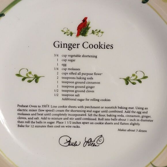 Paula Deen Home For The Holidays "Ginger Cookies" Recipe Plate - Picture 4 of 5